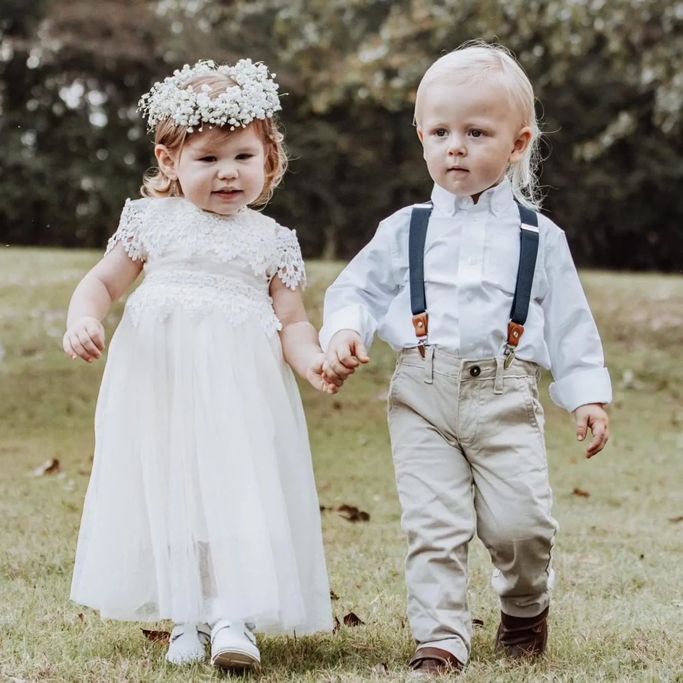 2Bunnies Girl Boho Bohemian Rustic Communion Crochet Lace A-Line Tulle Flower Girl Dress