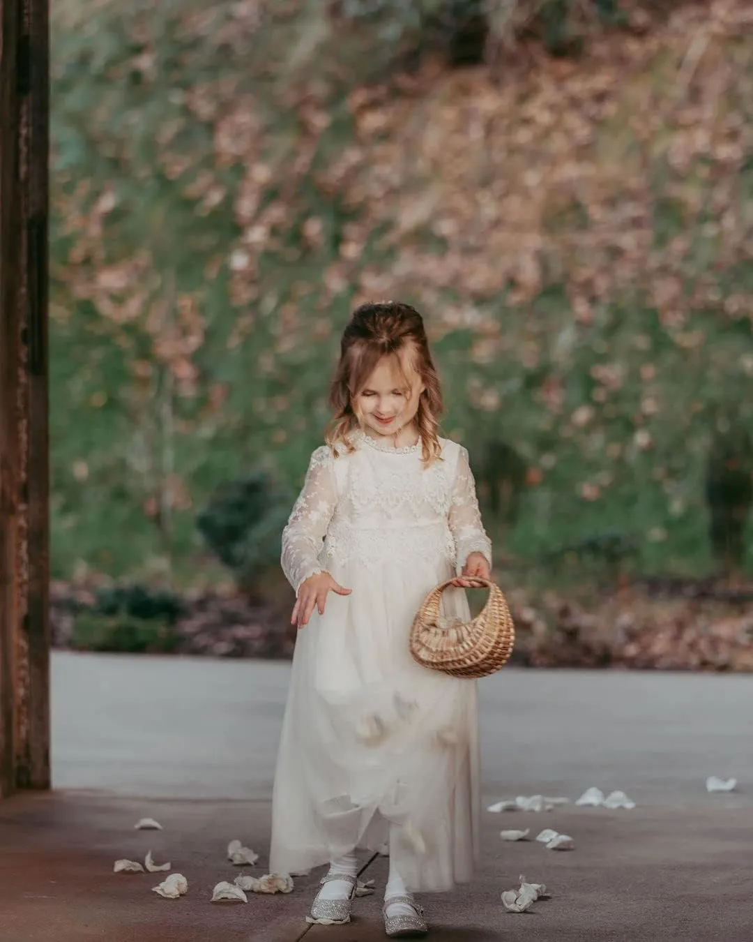 2Bunnies Girl Boho Bohemian Rustic Communion Crochet Lace A-Line Tulle Flower Girl Dress