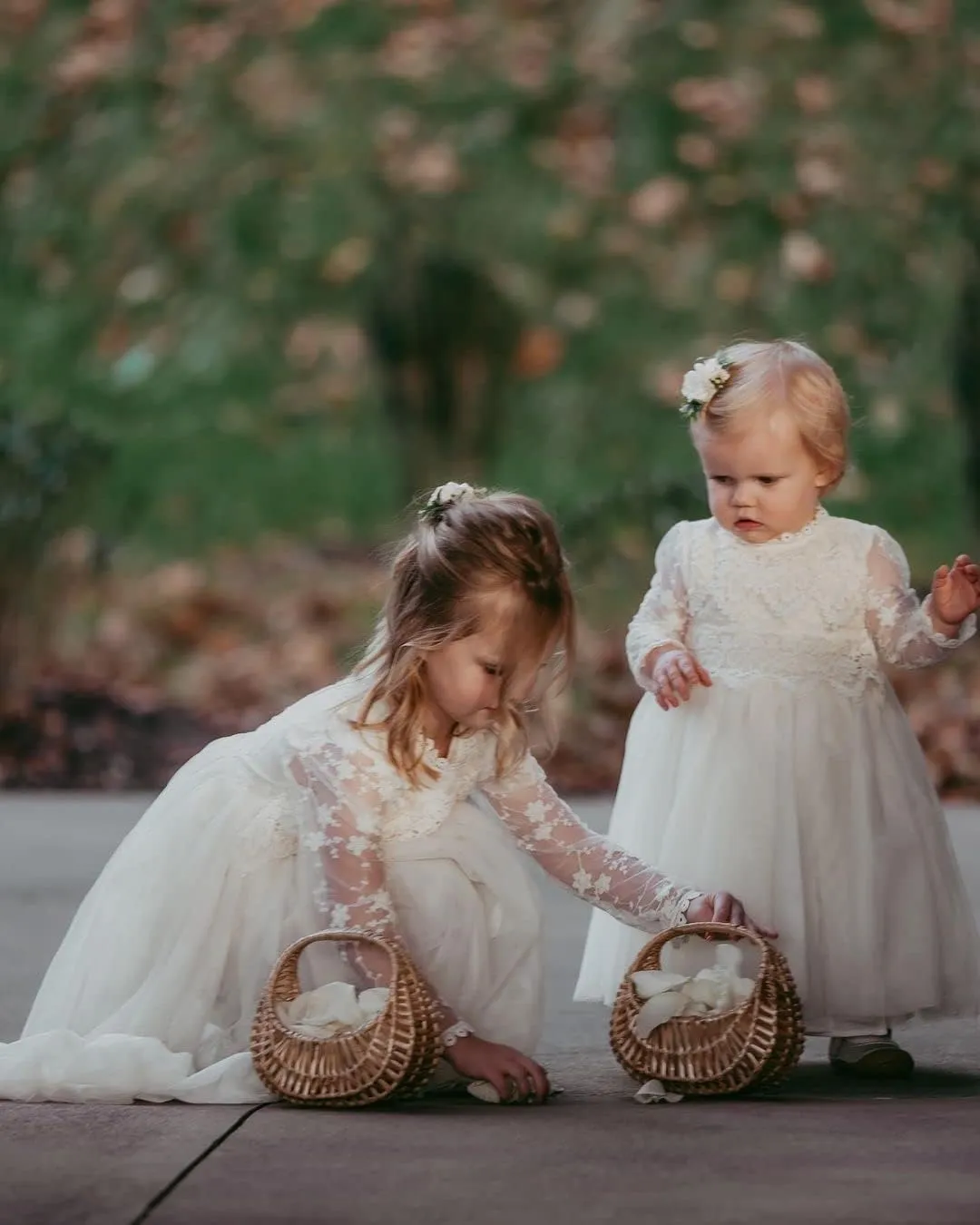 2Bunnies Girl Boho Bohemian Rustic Communion Crochet Lace A-Line Tulle Flower Girl Dress