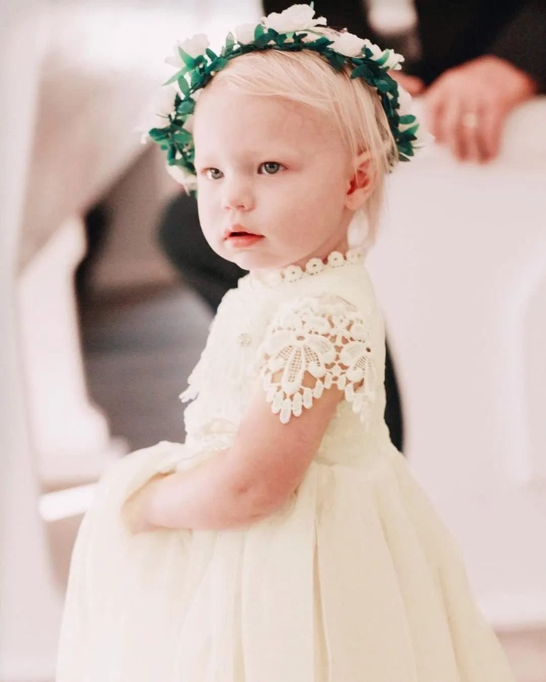 2Bunnies Girl Boho Bohemian Rustic Communion Crochet Lace A-Line Tulle Flower Girl Dress