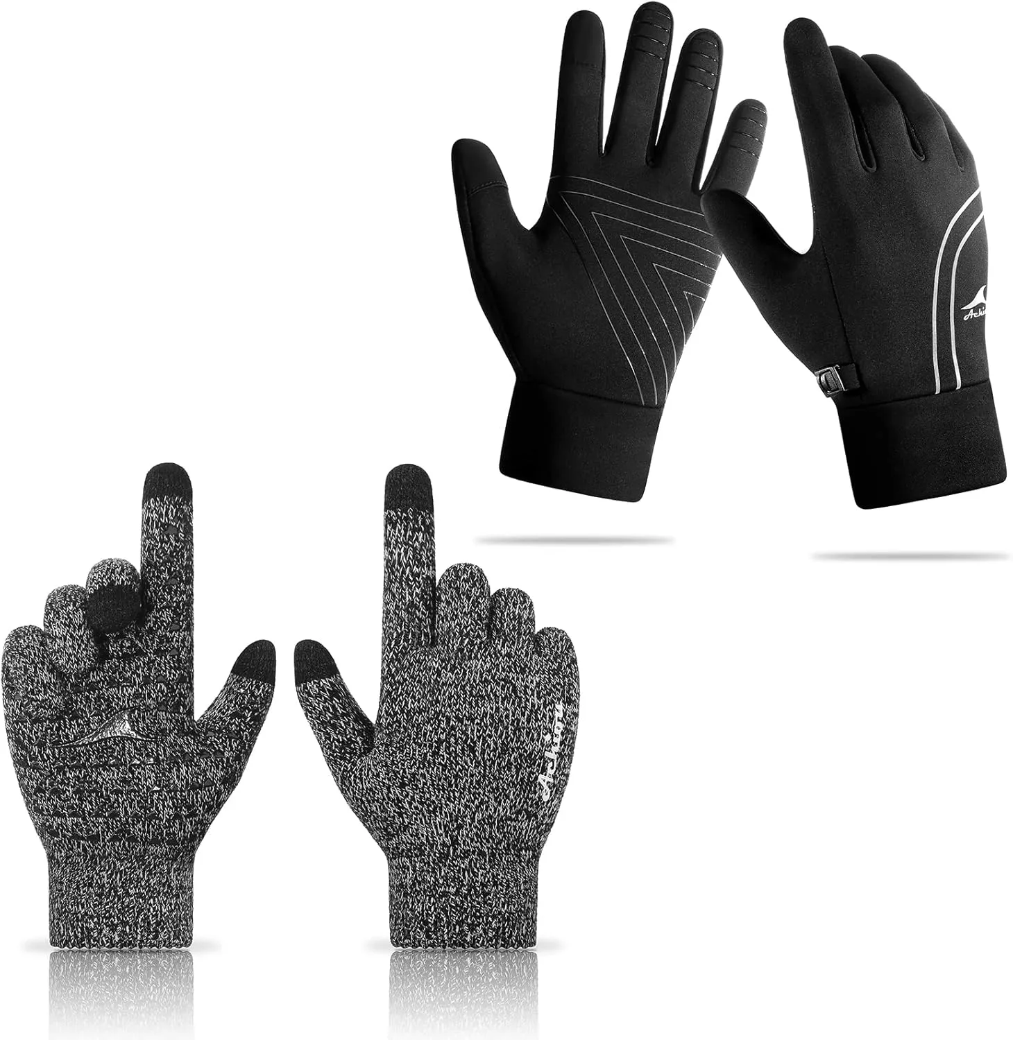 Achiou Winter Knit Gloves Touchscreen Winter Running Gloves