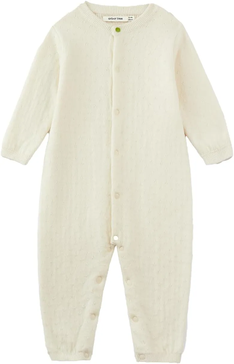 ArborTree 95% Organic Cotton   5% Cashmere Baby Organic Cashmere Thick Bodysuit Romper