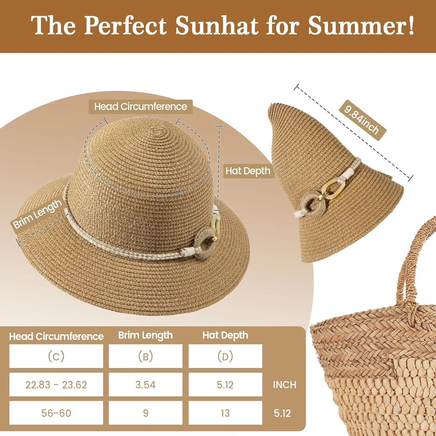 Beach Sun Straw Hats for Women, UPF 50  UV Sun Protection Wide Brim Summer Straw Hat Foldable Packable Roll up Cap