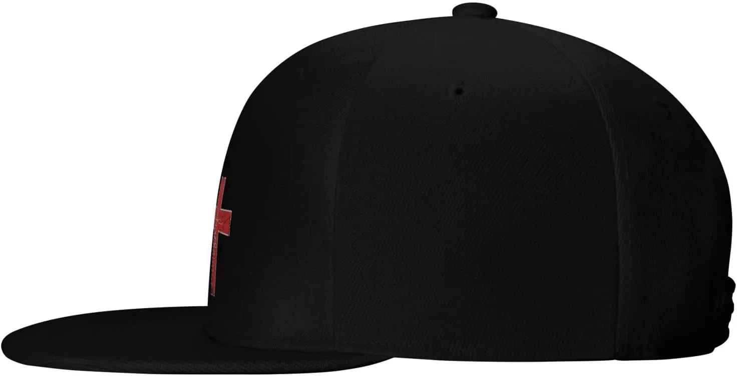 Faith Red Cross Jesus Christ Prayer Love Christian Flat Brim Baseball Cap,Snapback Hat Trucker Hat,Black
