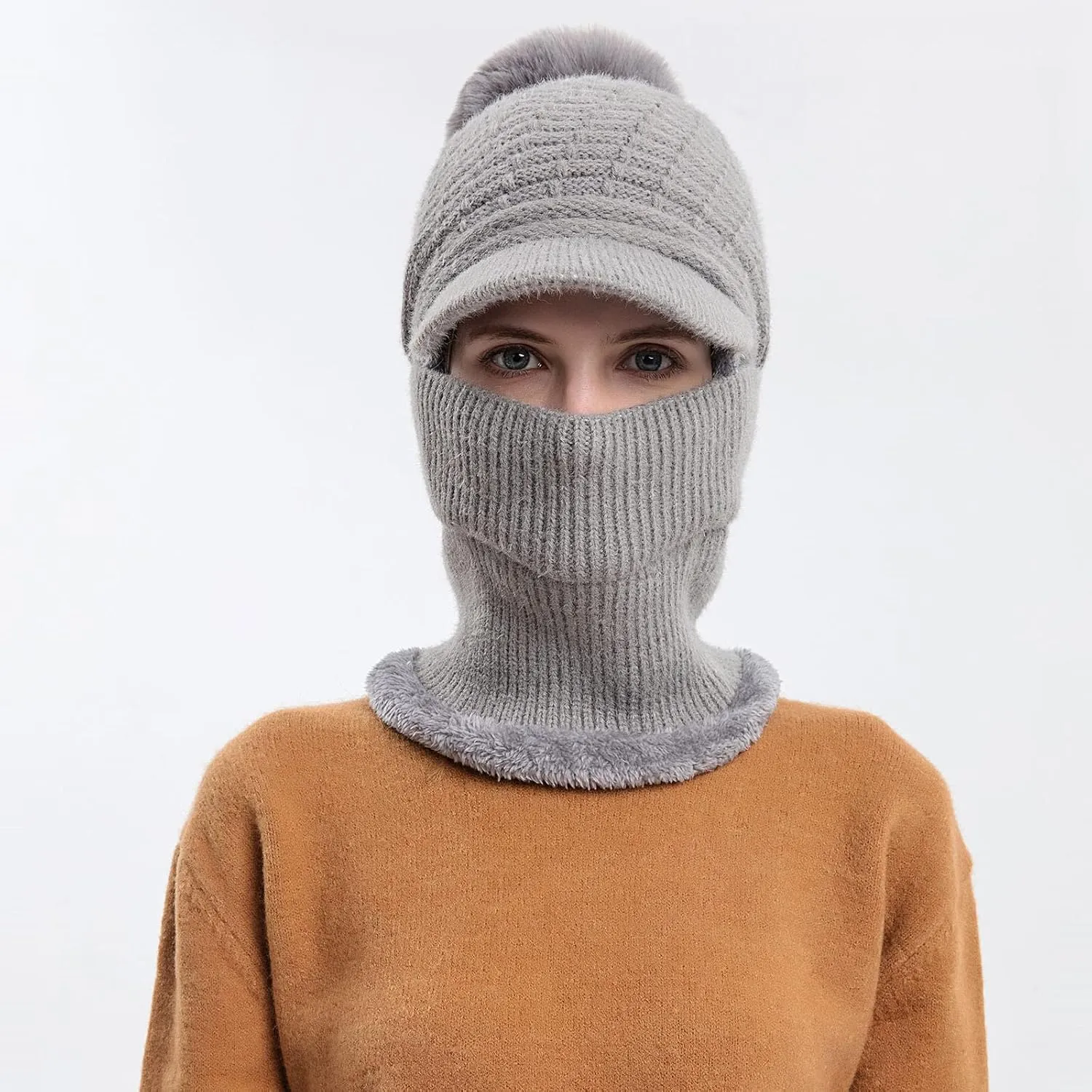 Fashion Winter Warm Set Winter Hats Scarf for Women Men Winter Warm Thick Knit Hat Scarf Set Fleece Caps Neck Scarves