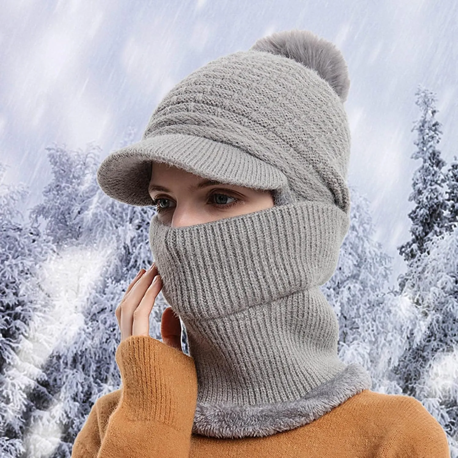Fashion Winter Warm Set Winter Hats Scarf for Women Men Winter Warm Thick Knit Hat Scarf Set Fleece Caps Neck Scarves
