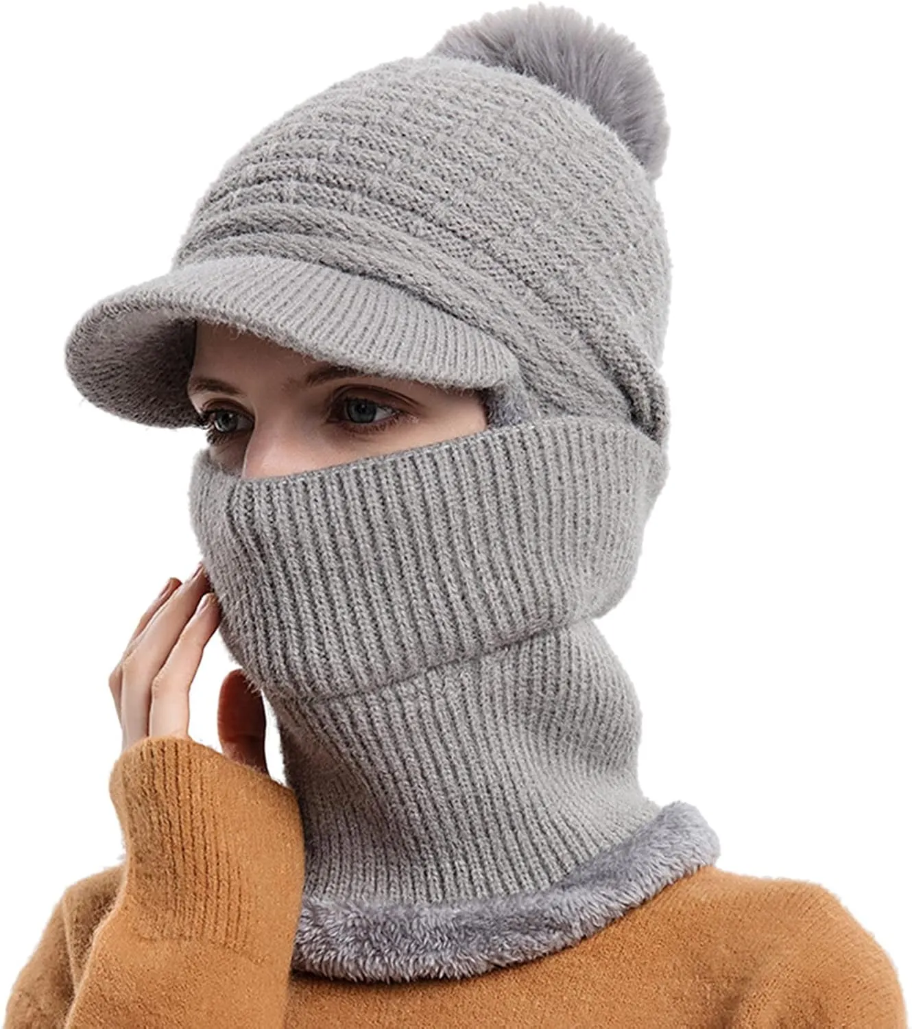 Fashion Winter Warm Set Winter Hats Scarf for Women Men Winter Warm Thick Knit Hat Scarf Set Fleece Caps Neck Scarves