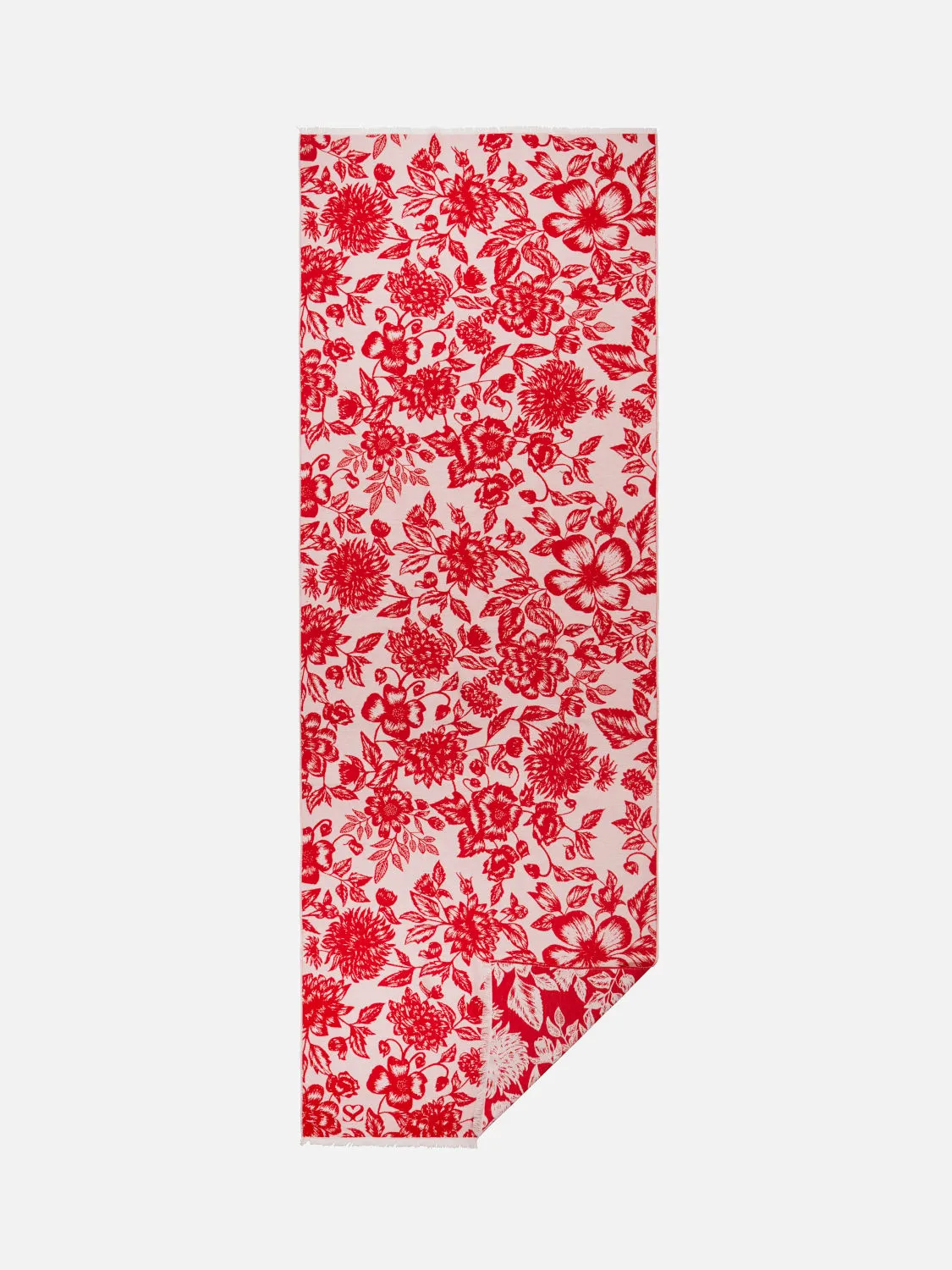 Floral Red & White Woven Silk Scarf