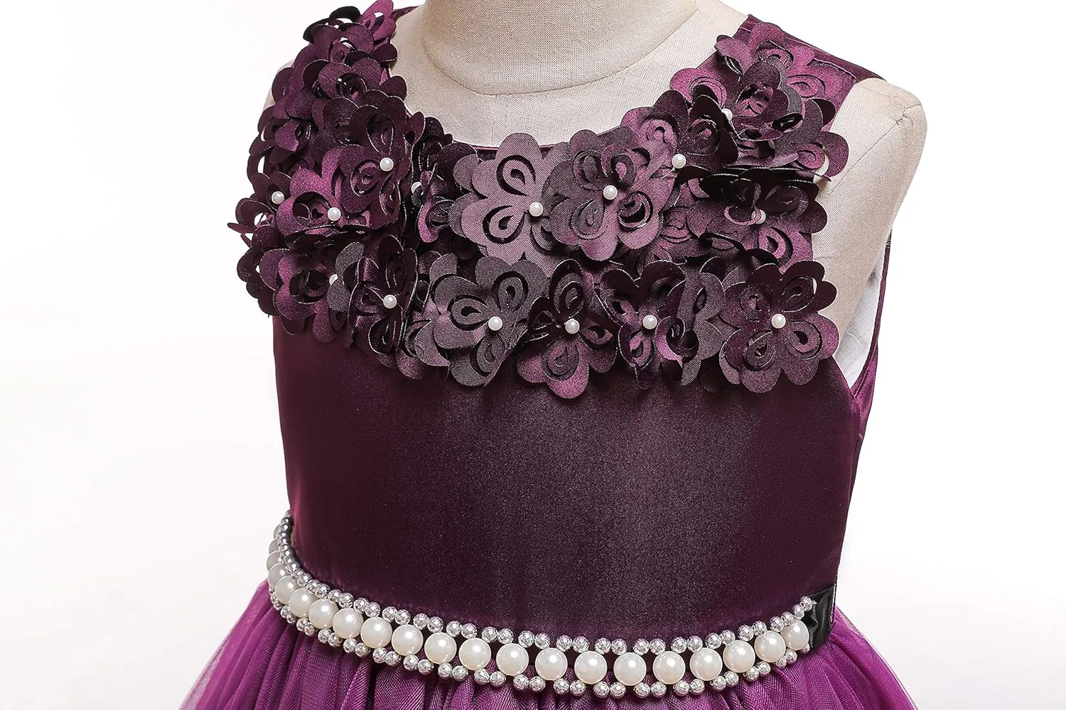 Glamulice Vintage Flower Girl Dress 3D Floral Tulle Pageant Dresses Kids Wedding Bridesmaid Formal Holiday Party Gown