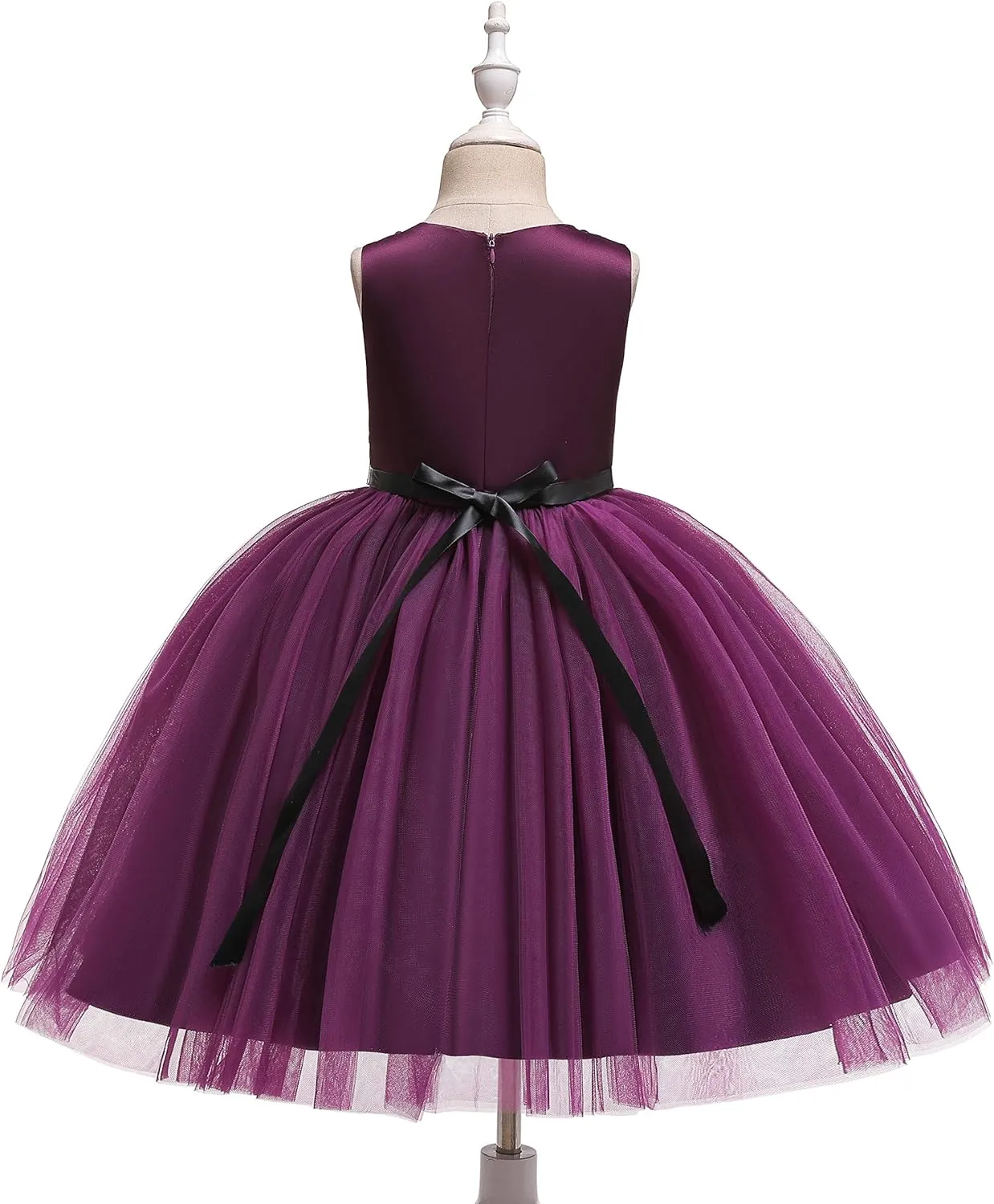 Glamulice Vintage Flower Girl Dress 3D Floral Tulle Pageant Dresses Kids Wedding Bridesmaid Formal Holiday Party Gown