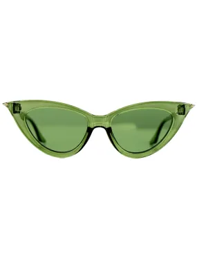 Green Diamond Tip Catseye Vintage Style Sunglasses