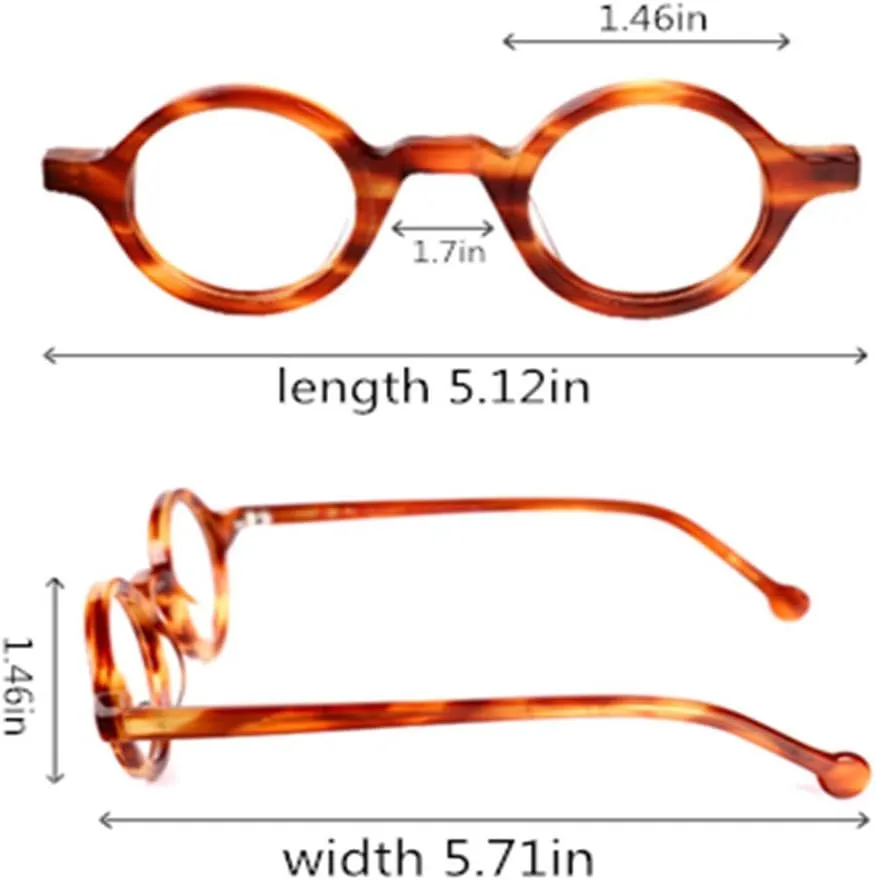 Hand Made Small Vintage Round Eyeglass Frames Full Rim Acetate Glasses B002
