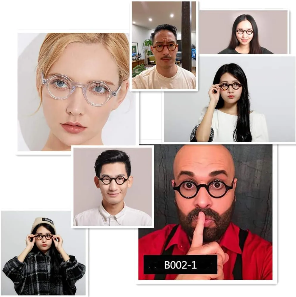 Hand Made Small Vintage Round Eyeglass Frames Full Rim Acetate Glasses B002