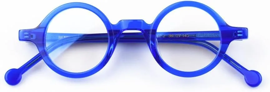 Hand Made Small Vintage Round Eyeglass Frames Full Rim Acetate Glasses B002