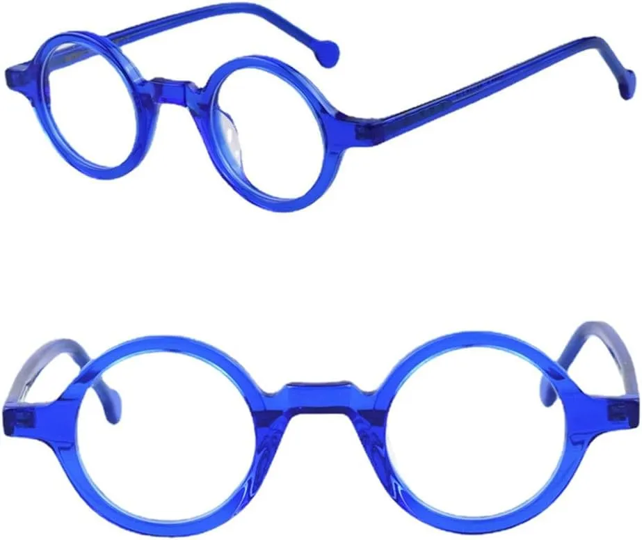 Hand Made Small Vintage Round Eyeglass Frames Full Rim Acetate Glasses B002