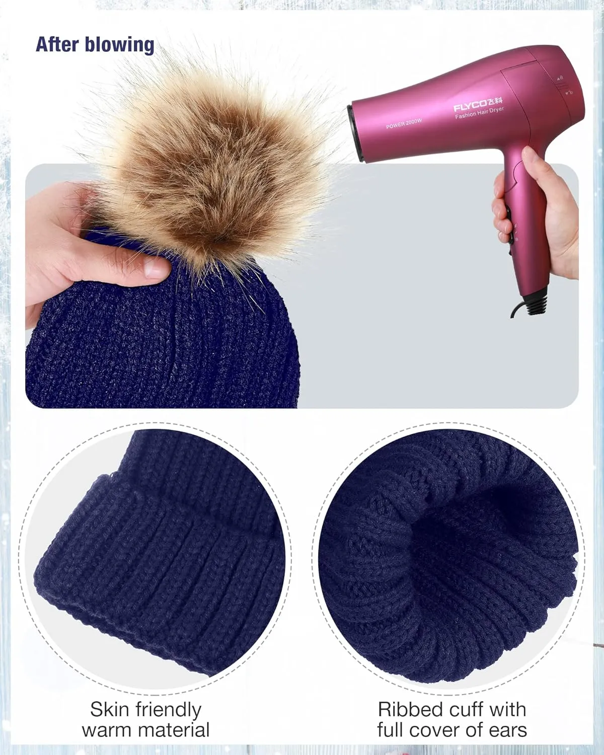 Haysandy 6 Pieces Women Winter Warm Knitted Hat Gloves Set Skull Cap Beanie Touchscreen Hats and Gloves for Women