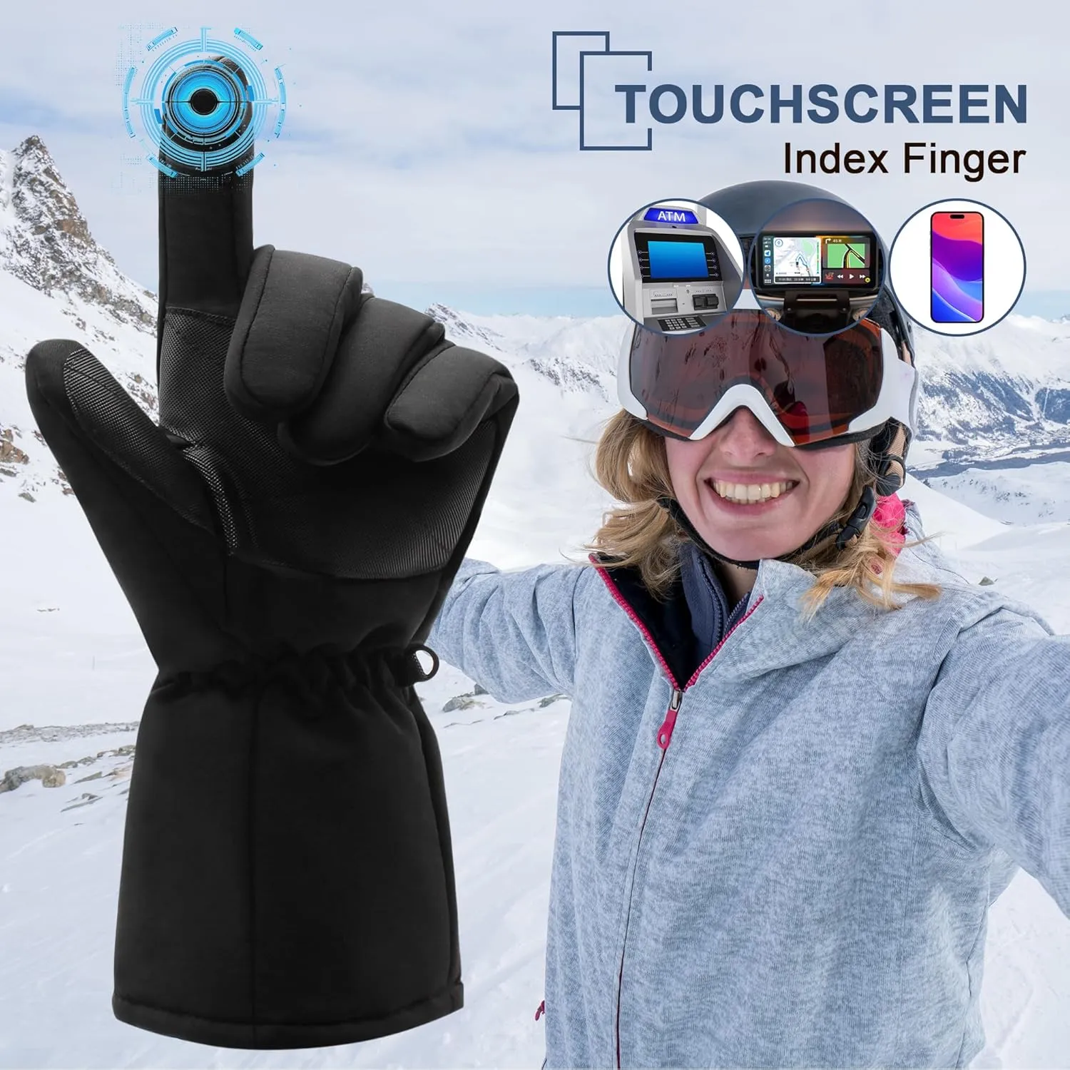 Heated Gloves for Men Women Rechargeable Battery Electric Hand Warmers Touchscreen Winter Hetaed Motorycle Gear for Motorcycle Fishing Hiking Cycling Skiing
