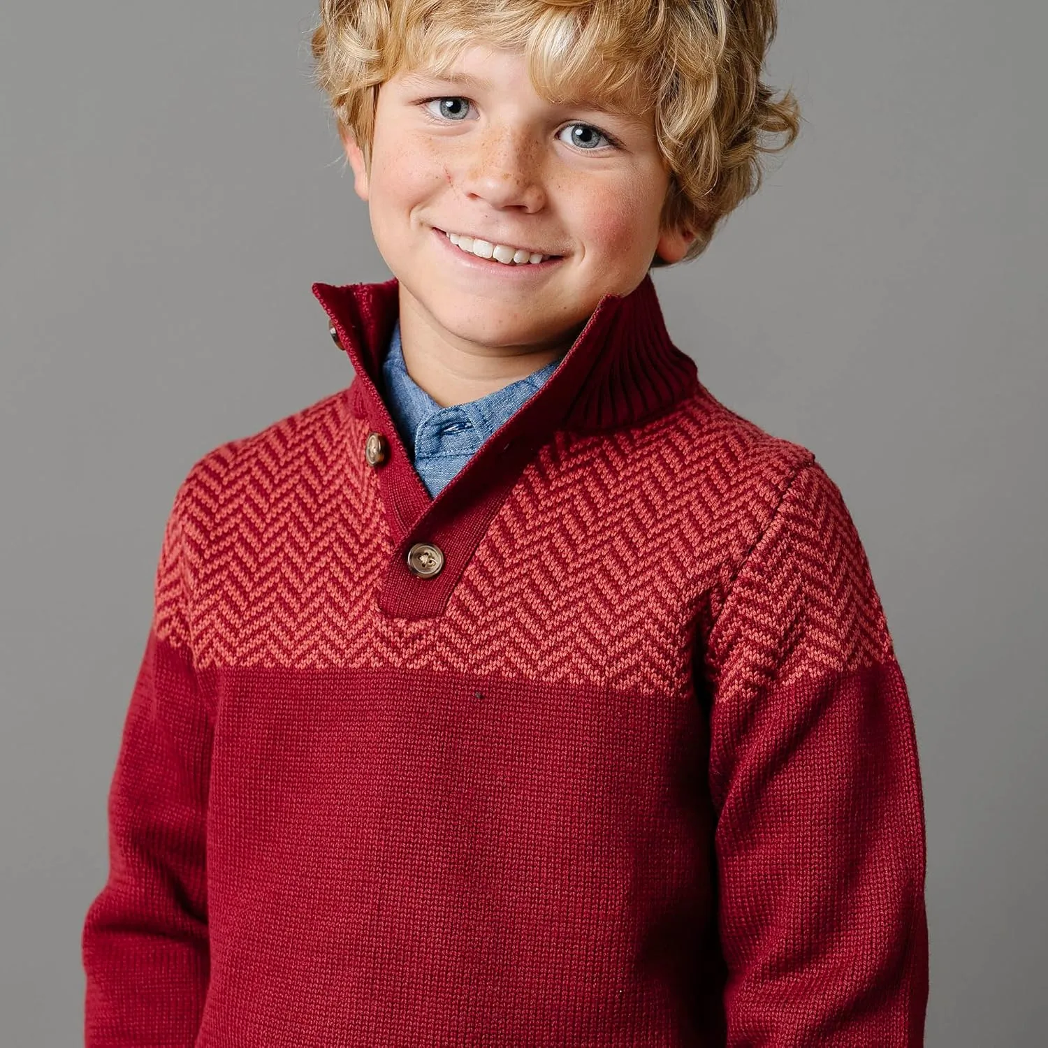 Hope & Henry Boys' Long Sleeve Mock Neck Sweater