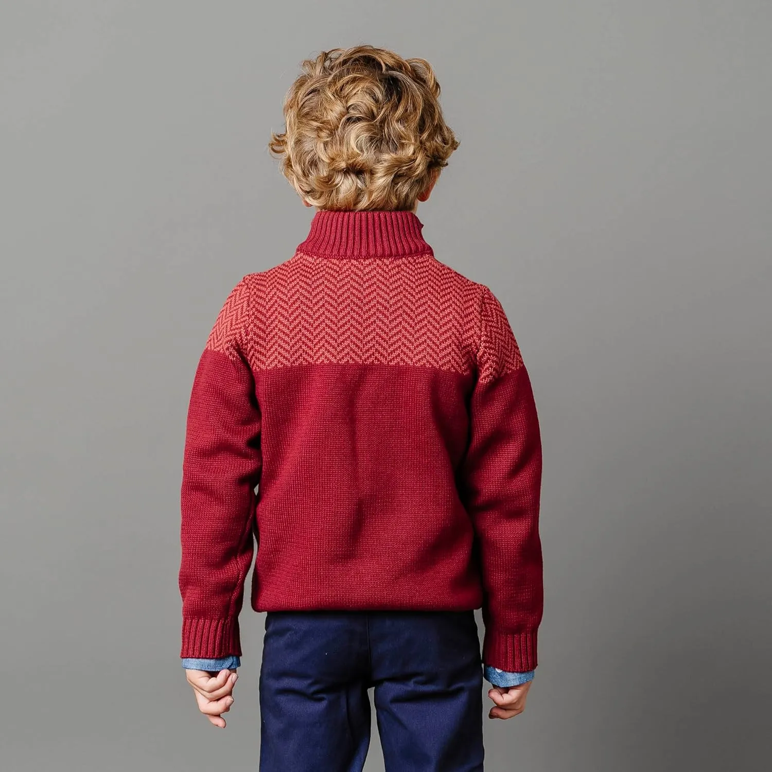 Hope & Henry Boys' Long Sleeve Mock Neck Sweater