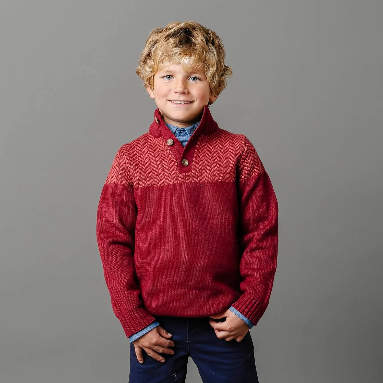 Hope & Henry Boys' Long Sleeve Mock Neck Sweater