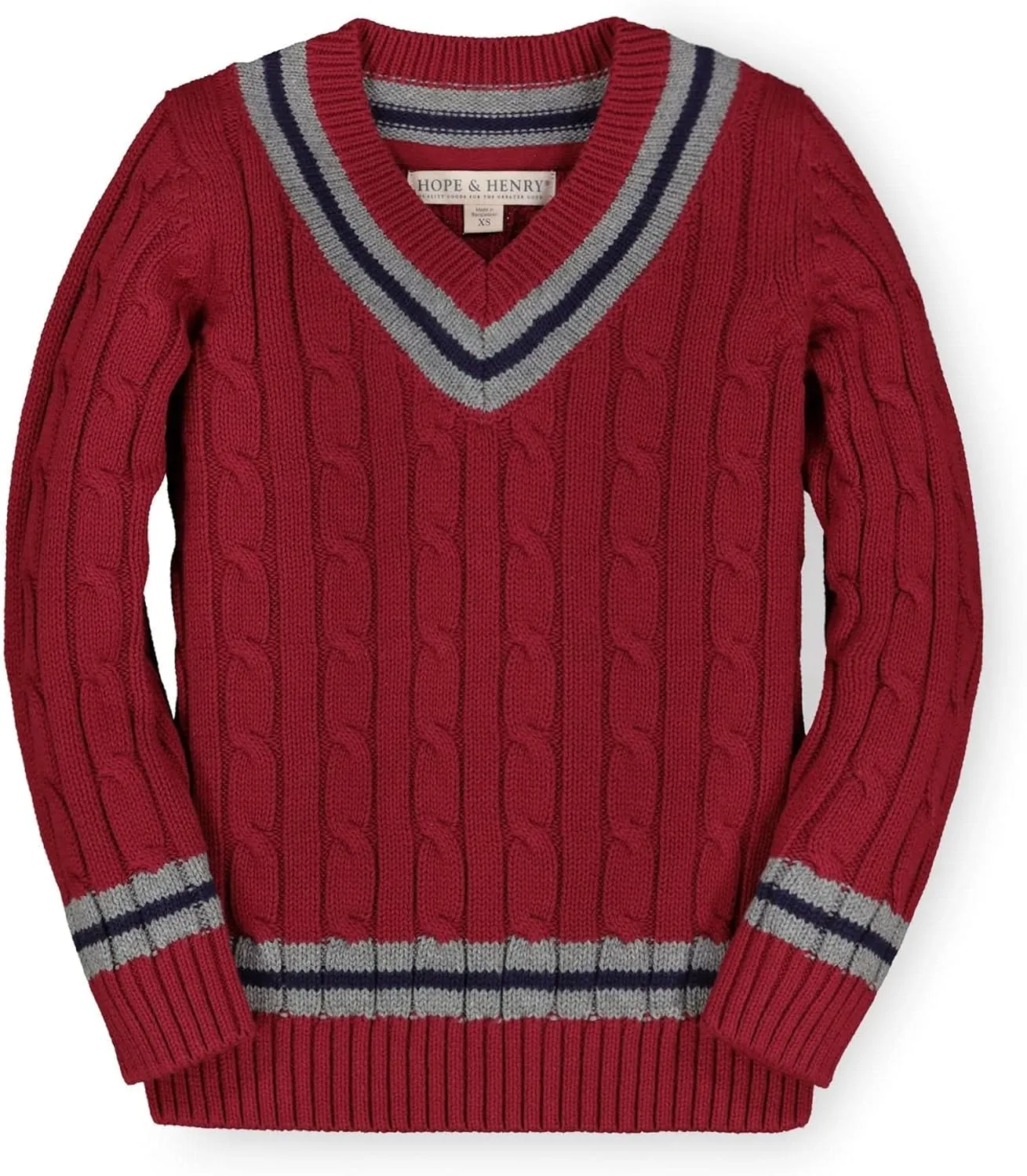 Hope & Henry Boys' Long Sleeve V-Neck Cricket Sweater