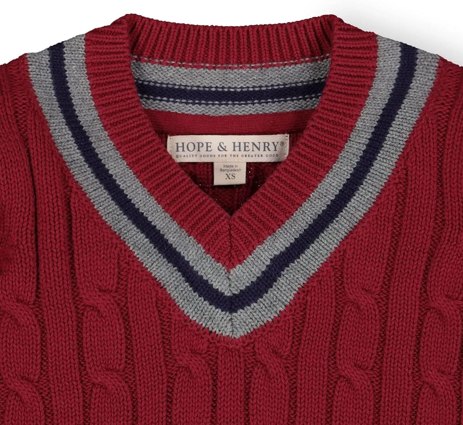 Hope & Henry Boys' Long Sleeve V-Neck Cricket Sweater