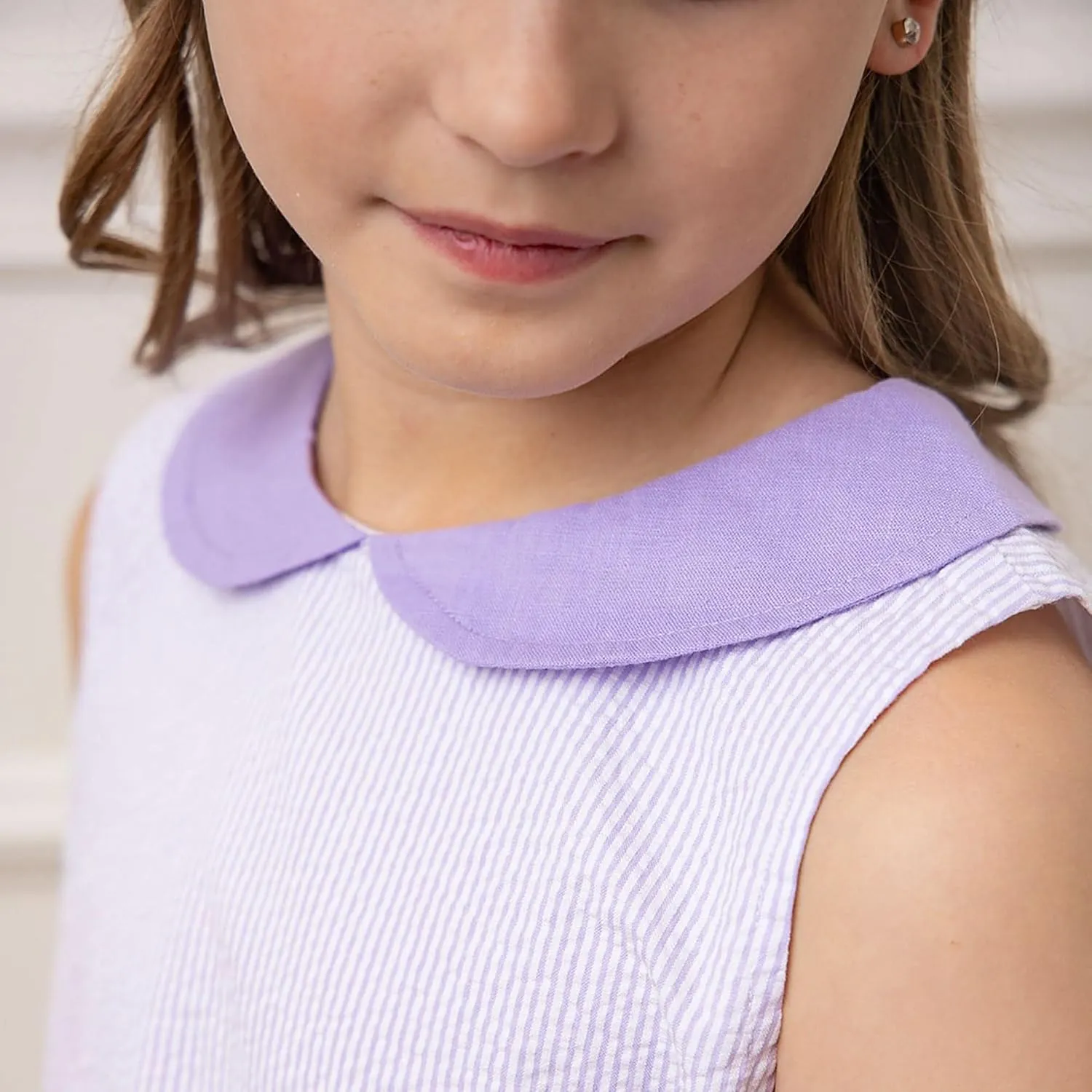 Hope & Henry Girls' Peter Pan Collar Seersucker Dress