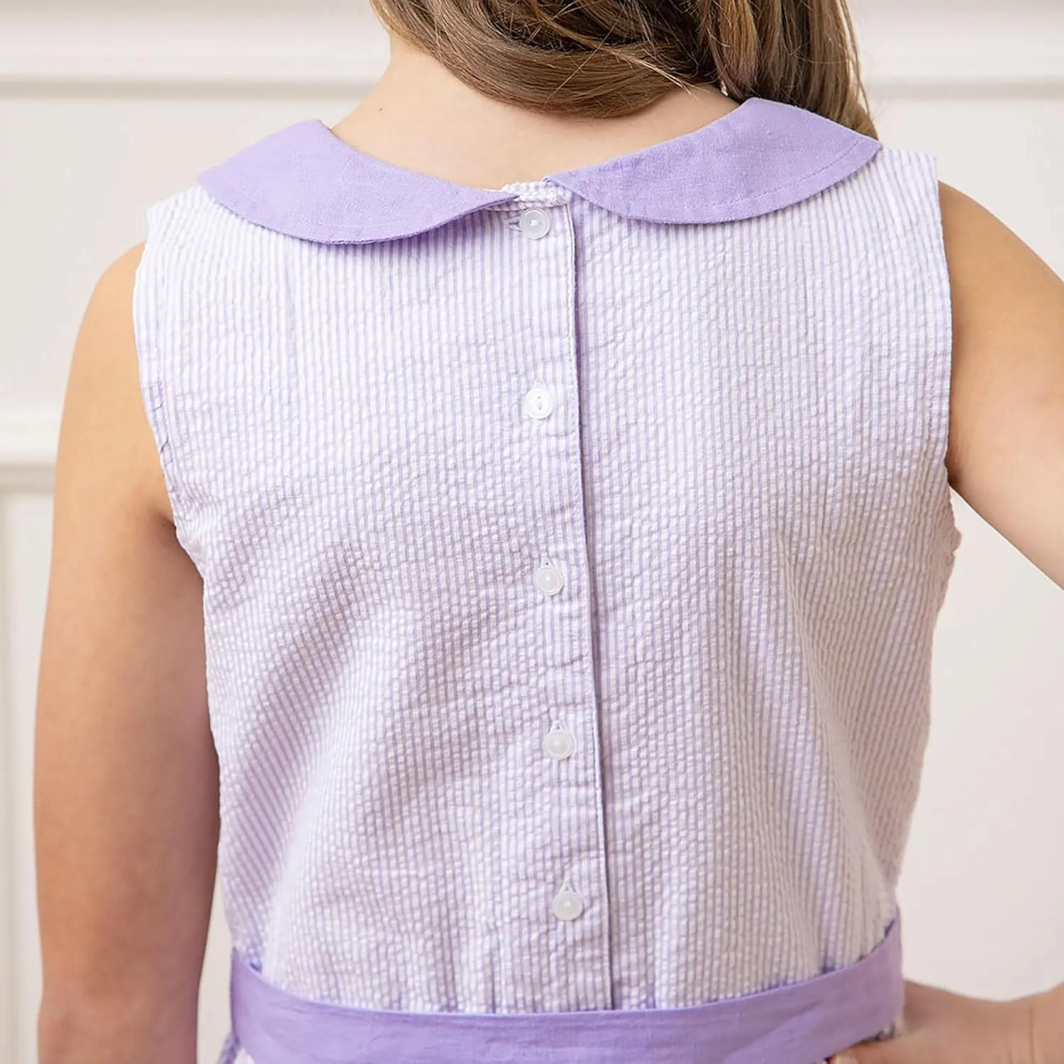 Hope & Henry Girls' Peter Pan Collar Seersucker Dress