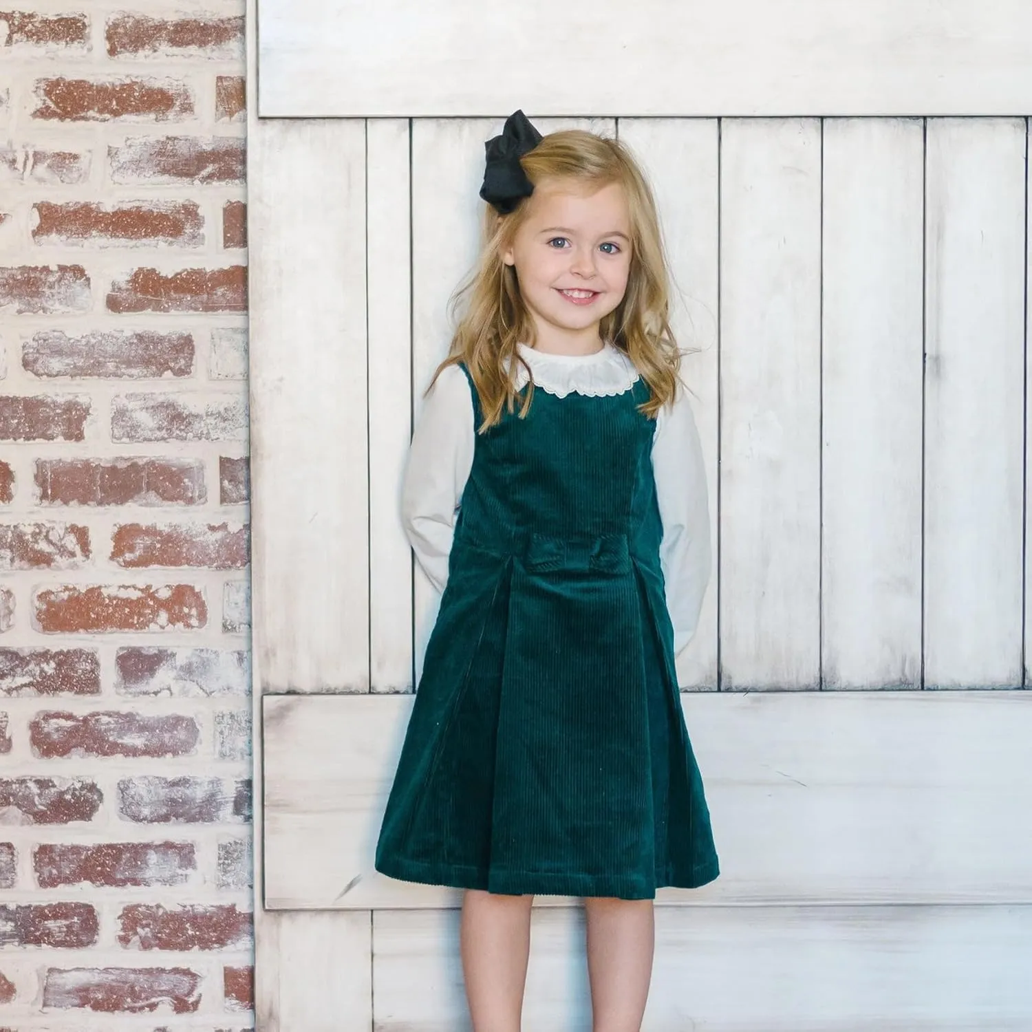Hope & Henry Girls' Sleeveless Bow Front Jumper