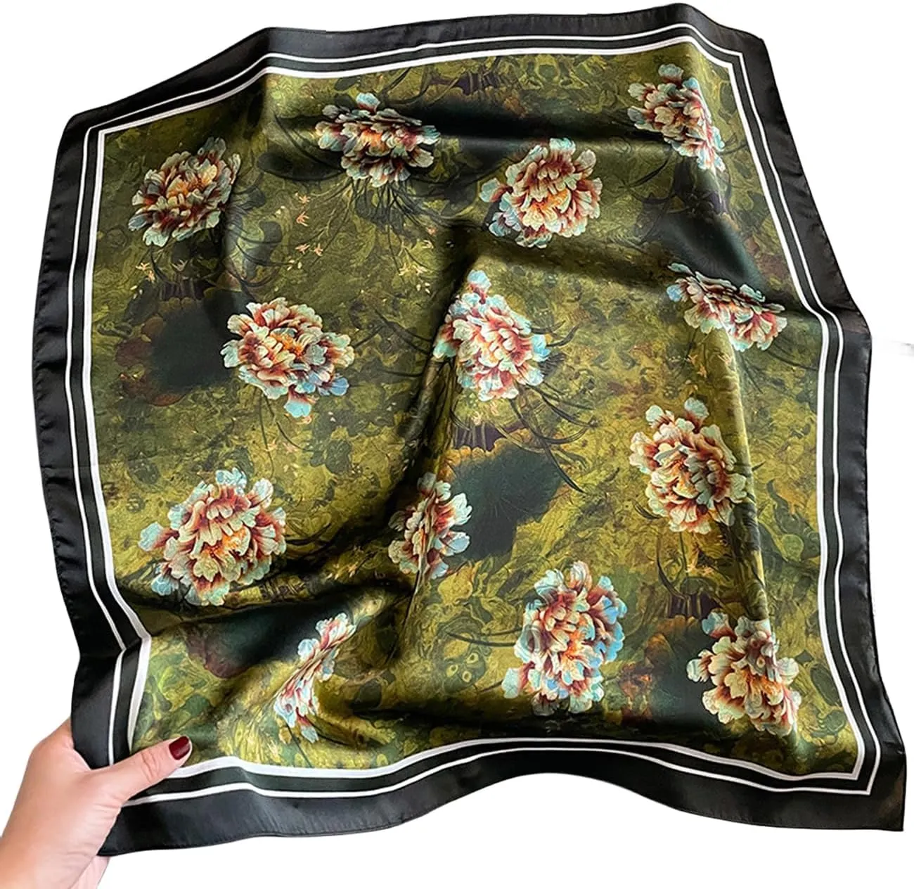 K-Elewon 100% Pure Mulberry Silk Square Scarf 27''Fashion Scarves Headscarf Natural Silk Neckerchief For Women H11