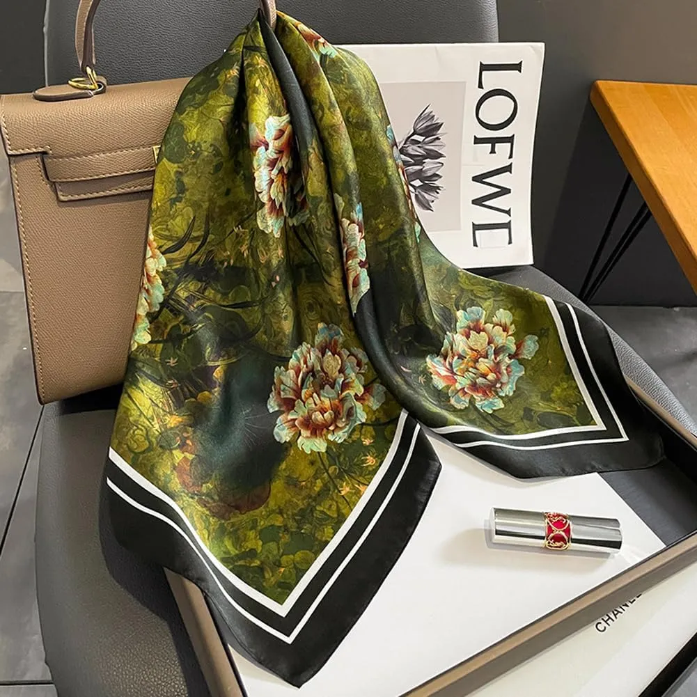 K-Elewon 100% Pure Mulberry Silk Square Scarf 27''Fashion Scarves Headscarf Natural Silk Neckerchief For Women H11