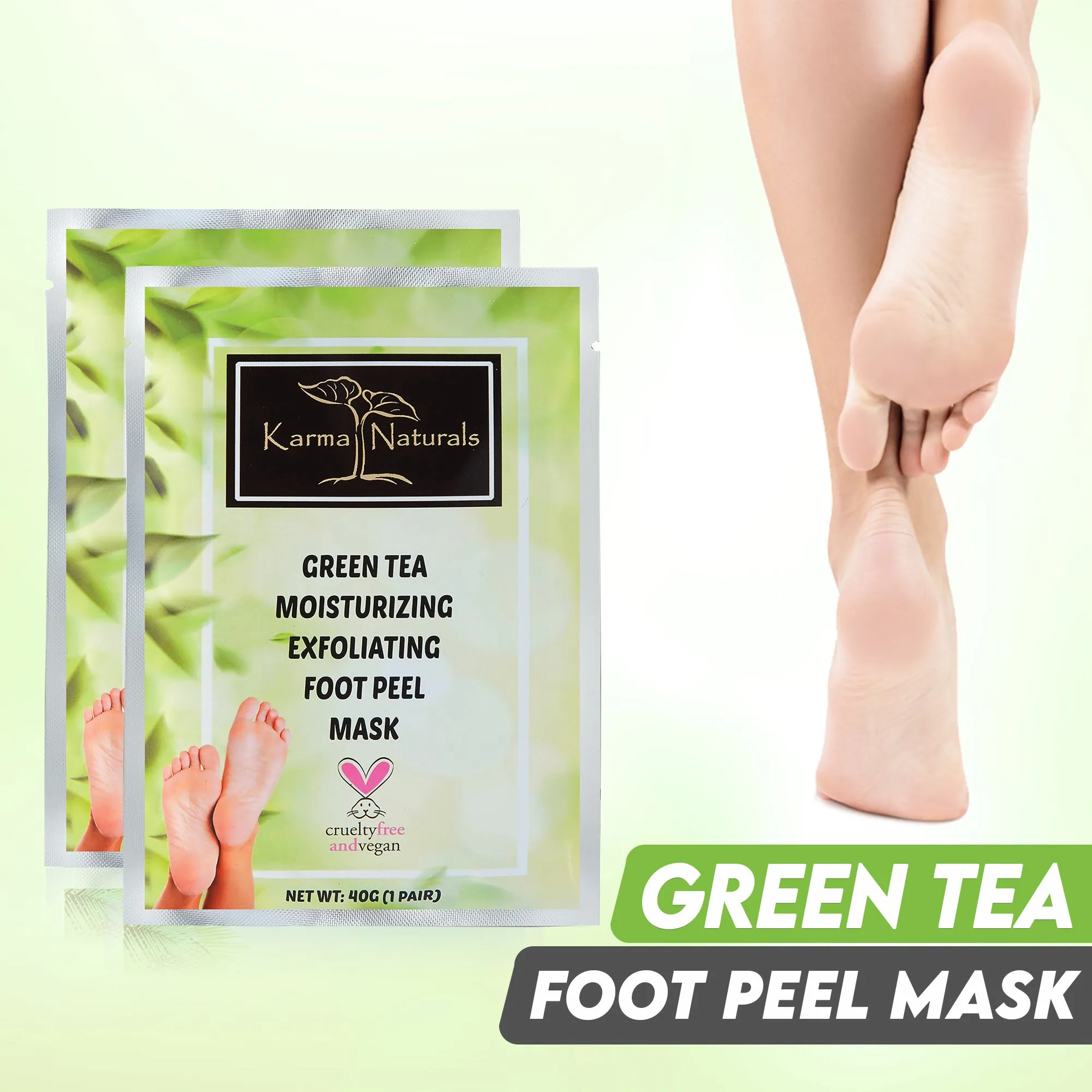 Karma Naturals Green Tea Foot Peel Mask - 2 Pack