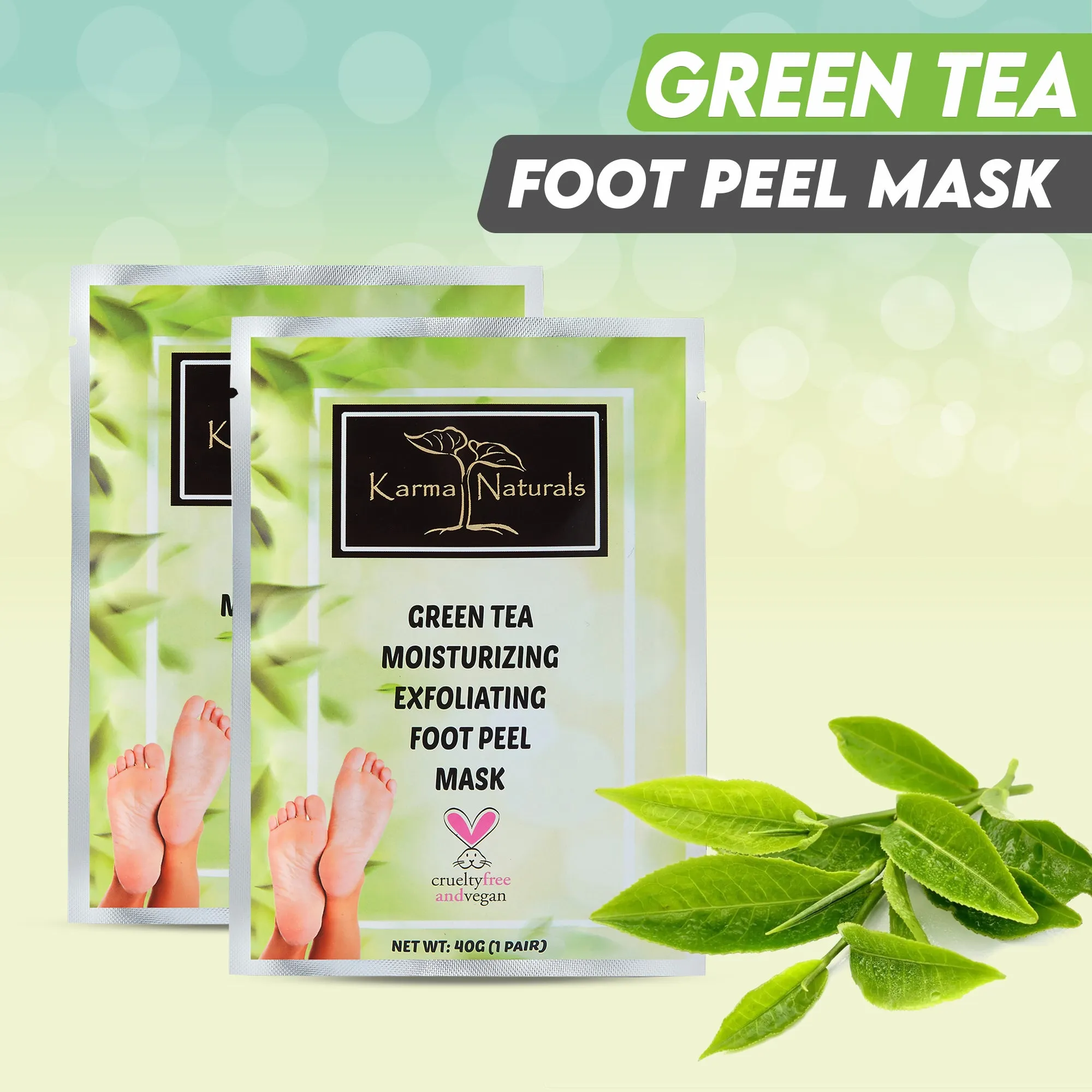 Karma Naturals Green Tea Foot Peel Mask - 2 Pack
