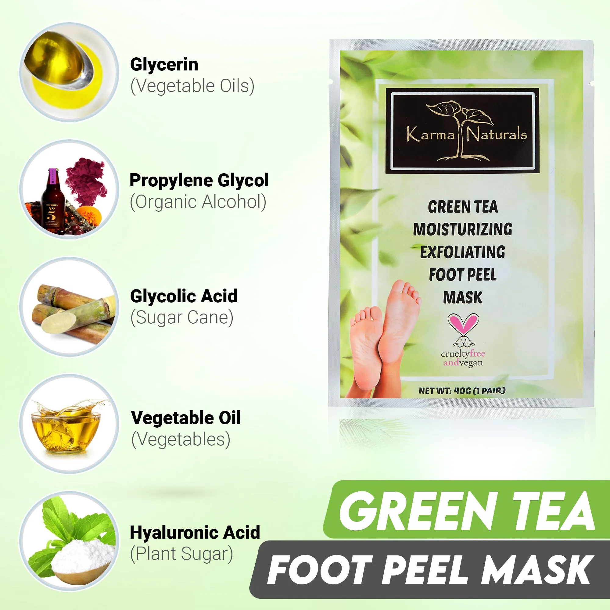 Karma Naturals Green Tea Foot Peel Mask - 2 Pack