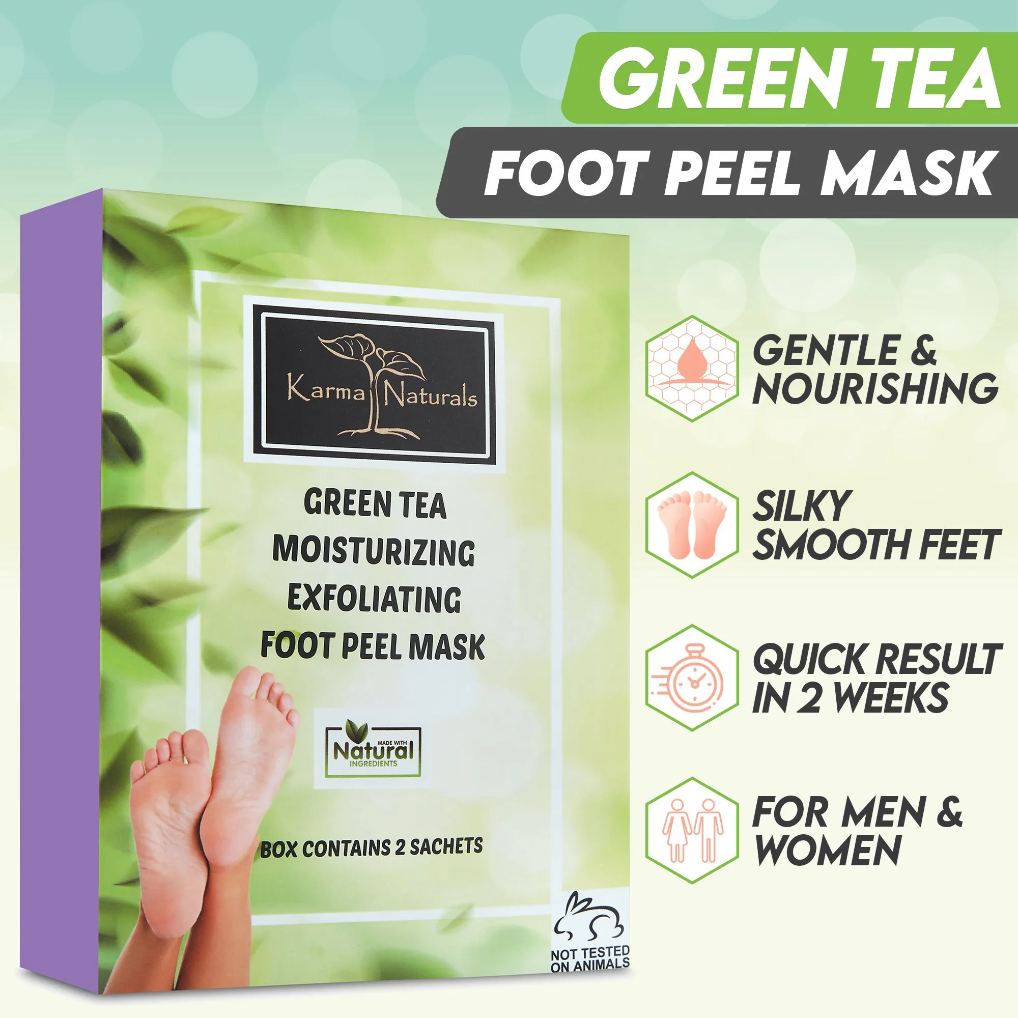 Karma Naturals Green Tea Foot Peel Mask - 2 Pack