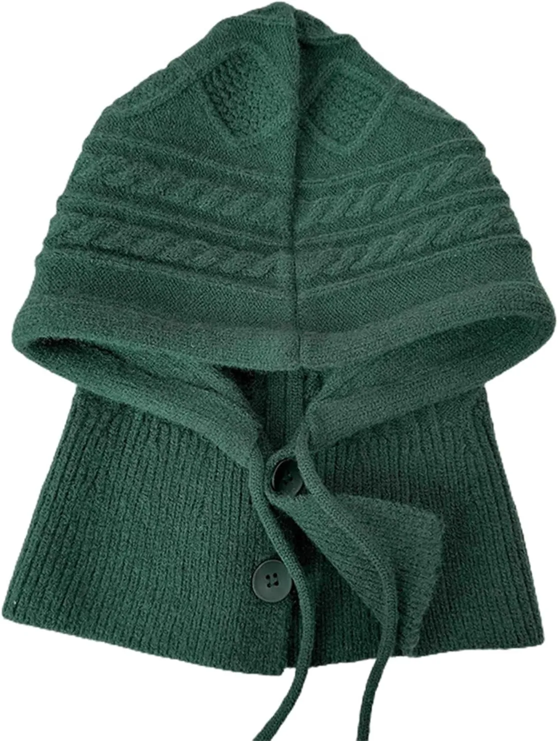 Knit Hat, Women Warm Crochet Hooded Scarf Hat/Gloves for Skiing Hiking Windproof Knit Shawl Hat with Neck