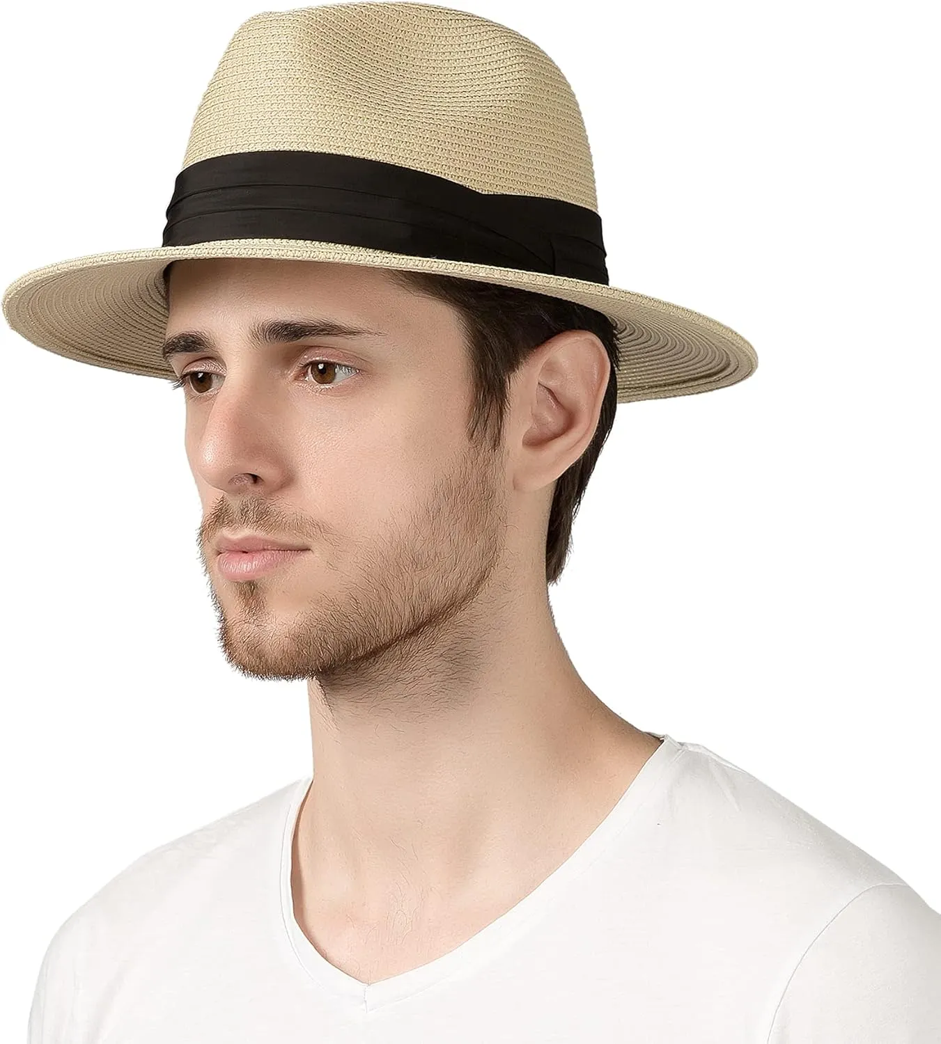 Lanzom Summer Beach Sun Hats for Men Women Foldable Floppy Travel Packable Staw Hat, Wide Brim Hat