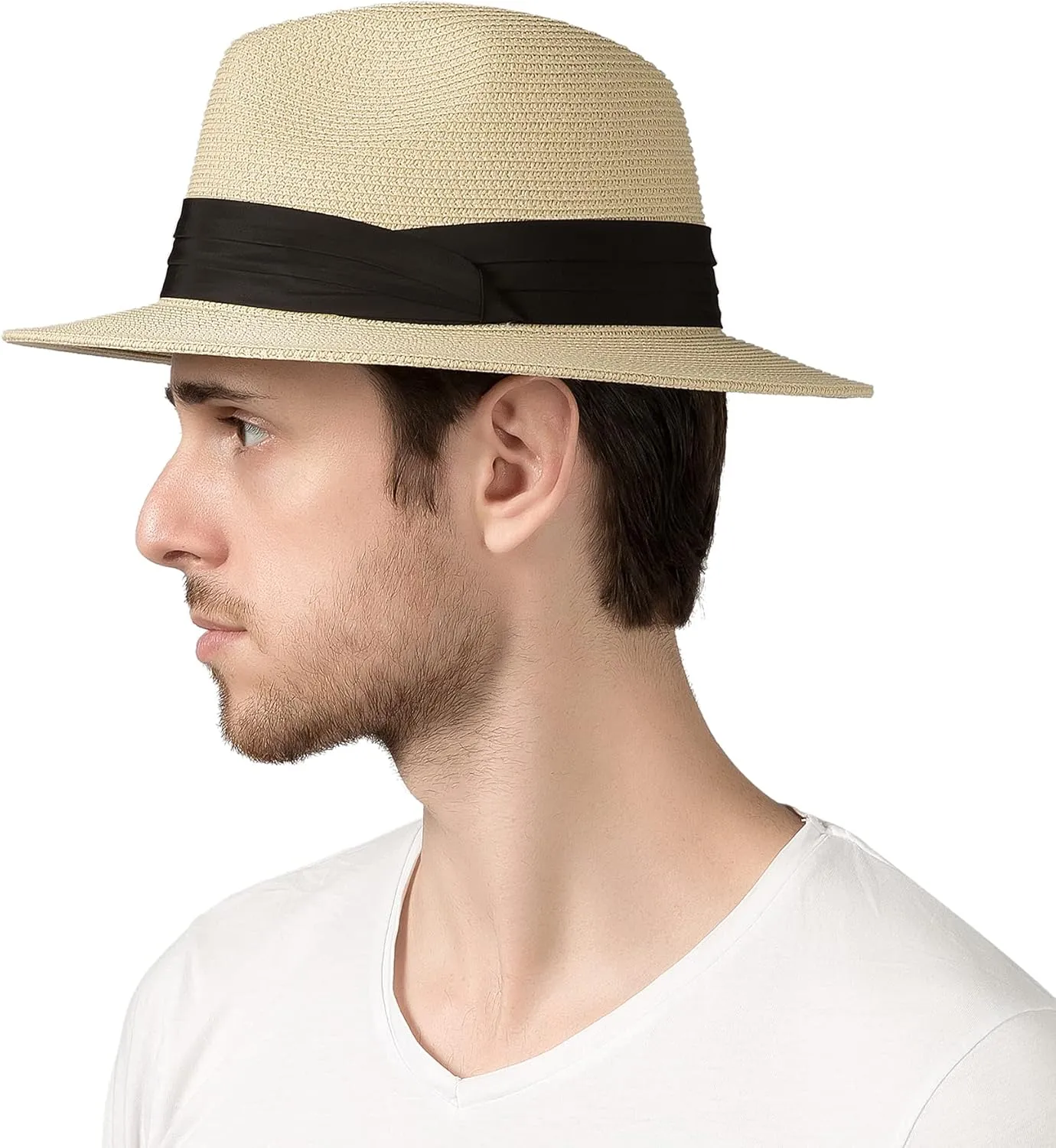 Lanzom Summer Beach Sun Hats for Men Women Foldable Floppy Travel Packable Staw Hat, Wide Brim Hat