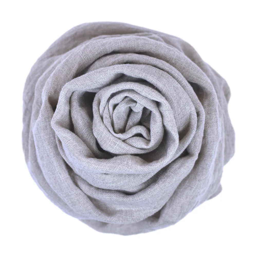 Linen Scarf - Stonewashed - Natural Gauze - Thin Linen