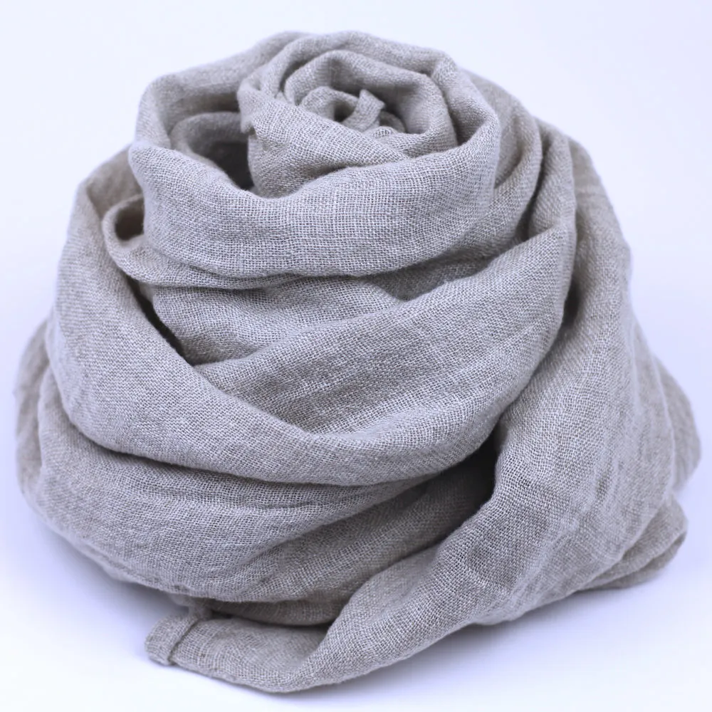 Linen Scarf - Stonewashed - Natural Gauze - Thin Linen