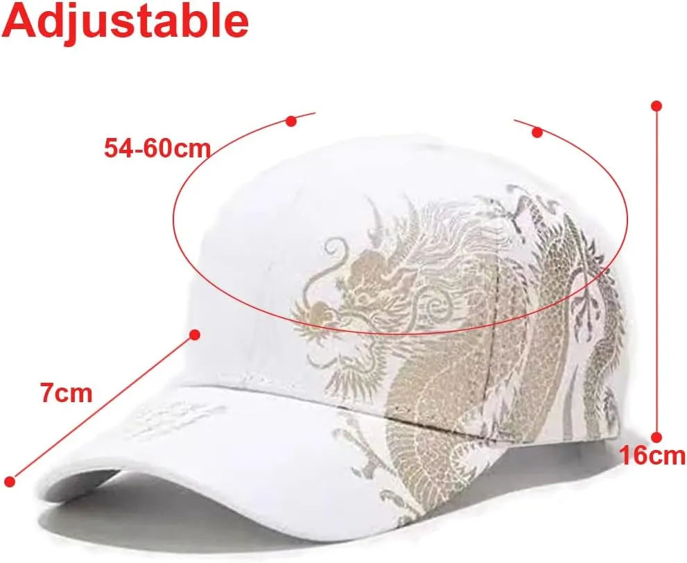 Men's Baseball Cap Cotton Adjustable Dragon Pattern Hip-hop Caps for Men