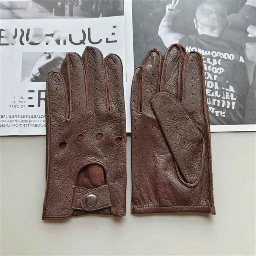 Men's Gloves Single-Skin Thin Hollow Breathable Leather Gloves For Drivers Driving Motorcycles And Riding