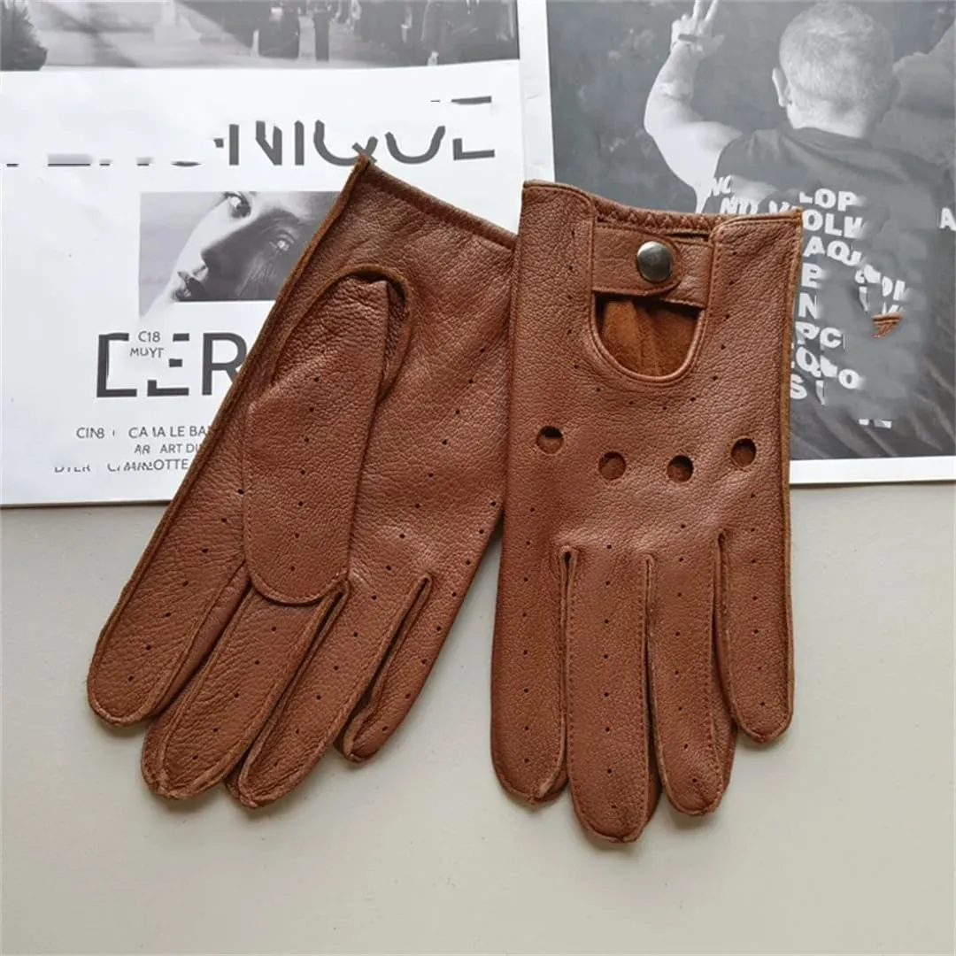 Men's Gloves Single-Skin Thin Hollow Breathable Leather Gloves For Drivers Driving Motorcycles And Riding