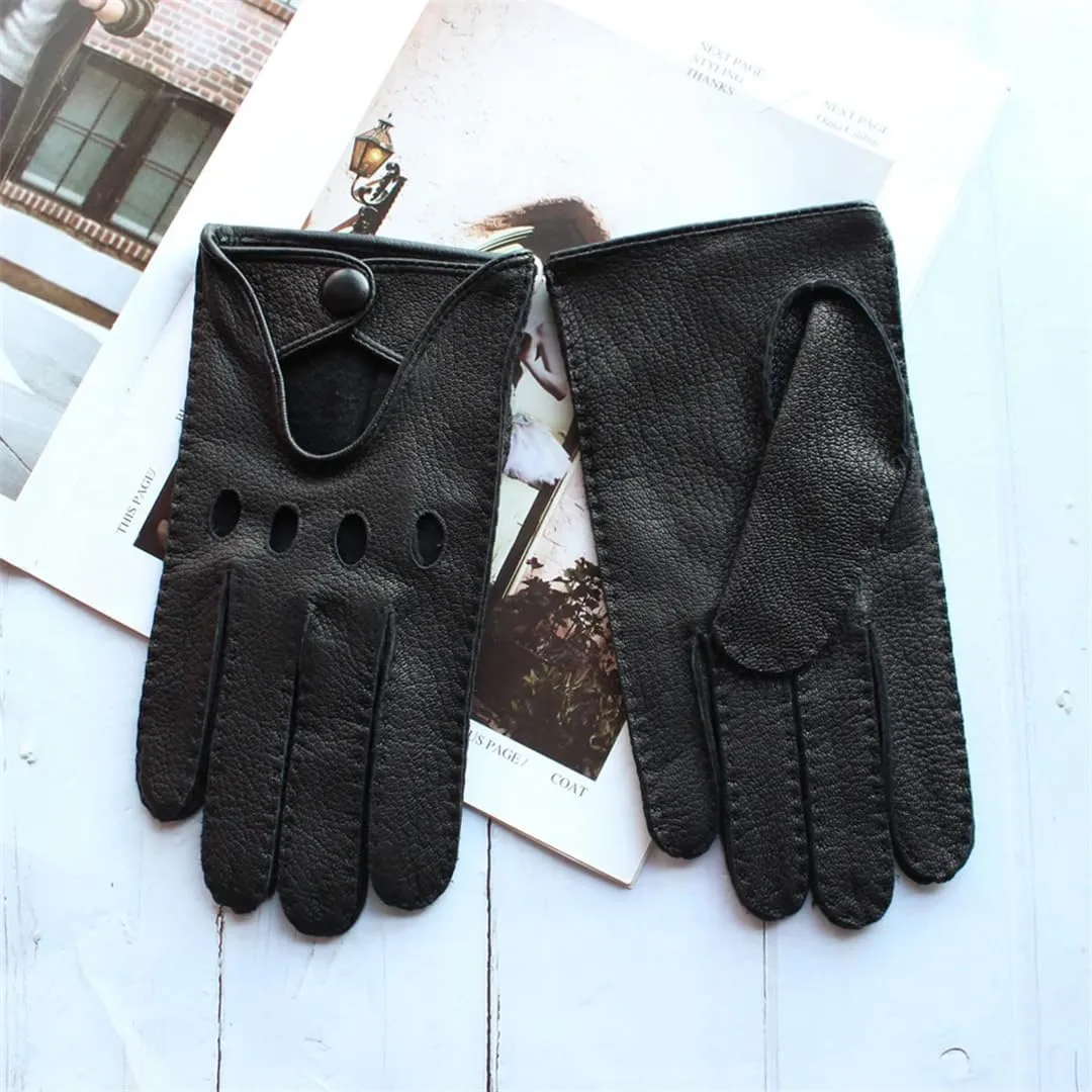 Men's Gloves Single-Skin Thin Hollow Breathable Leather Gloves For Drivers Driving Motorcycles And Riding