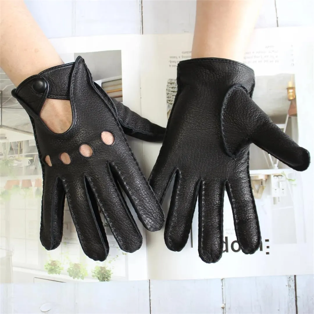 Men's Gloves Single-Skin Thin Hollow Breathable Leather Gloves For Drivers Driving Motorcycles And Riding