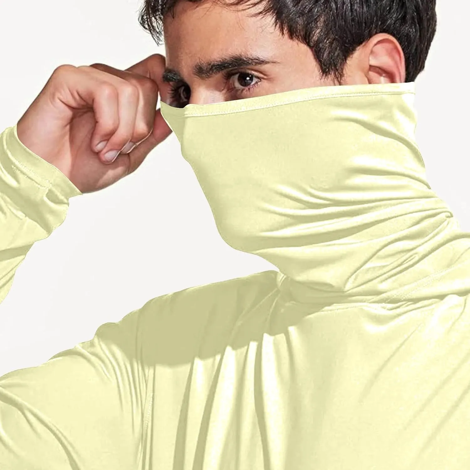 Men's UPF 50  Sun Protection Shirt with Mask Lightweight Long Sleeve Hooded Cooling Hiking Fishing Performance Shirts