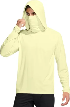 Men's UPF 50  Sun Protection Shirt with Mask Lightweight Long Sleeve Hooded Cooling Hiking Fishing Performance Shirts