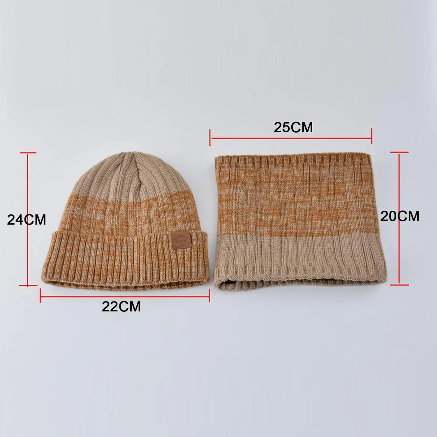 Mens Womens Winter Beanie Hat Scarf Set Slouchy Knit Beanie Skull Caps Ribbed Cuffed Beanies Cap Stretch Thermal Cap