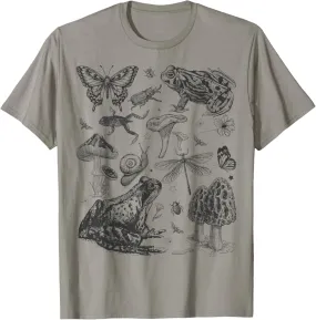 Retro Goblincore Frogs Mushrooms Bugs Botanical Vintage Art T-Shirt