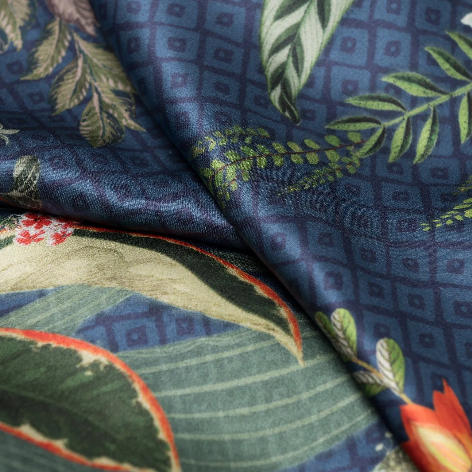 Sara - Long Satin Silk Scarf - Blue